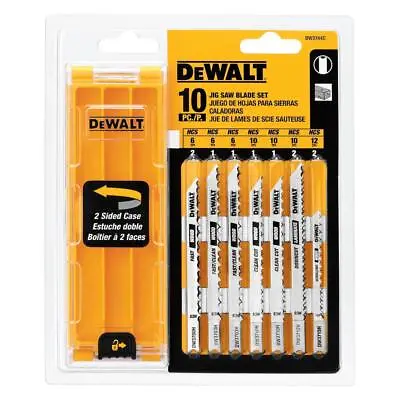 Dewalt 10-Piece Assorted U-Shank Jig Saw Blade Set With Case • $14.99