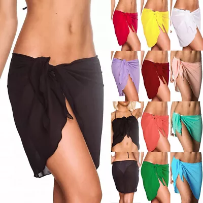 £4.79 • Buy Womens Bikini Cover Up Swimwear Mini Sarong Skirt Chiffon Summer Beach Dress Top