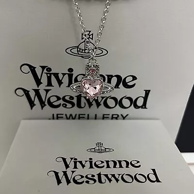 Vivienne Westwood Crystal Pink Heart Orb Pendant Necklace Girls Gift • $25.99