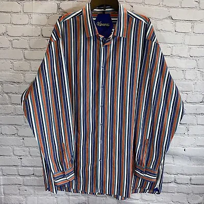 Visconti Shirt Men's 3XLT  Multicolor Striped Long Sleeve Button Up Flip Cuff • $19.99