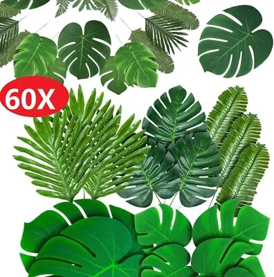 £5.39 • Buy 60X Tropical Artificial Palm Leaves Hawaiian Luau Jungle Beach Theme Party Decor