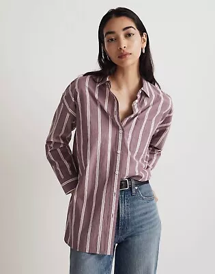 Madewell NWT The Signature Poplin Oversized Striped Button Down Shirt Size XS • $32