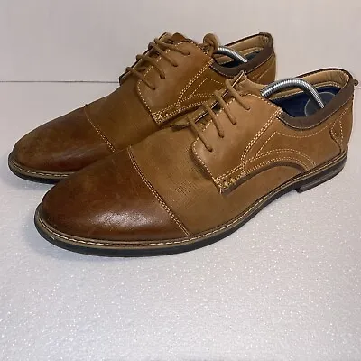 Steve Madden Kaiser Dress Shoes Brown Leather Comfort Lace Up Men Size 12 • $56.24