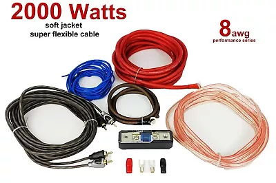 2000 Watt Complete 8 GAUGE Car Amp Audio Amplifier Wiring Kit Cable Subwoofer!! • £15.99