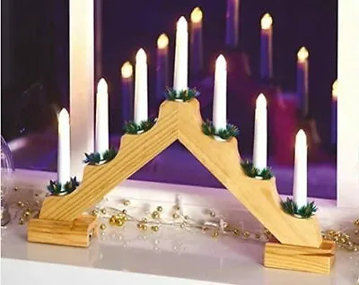 Candle Bridge  Wooden Pine Christmas Window Arch 7 Warm White LED Lights  70730 • £15.99