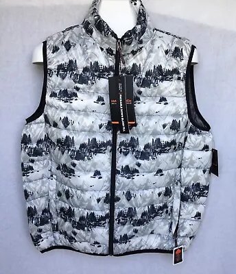 Hawke & Co Sport Packable Down Filled Puffer Vest Snow Camo Full Zip Mens Medium • $54.99