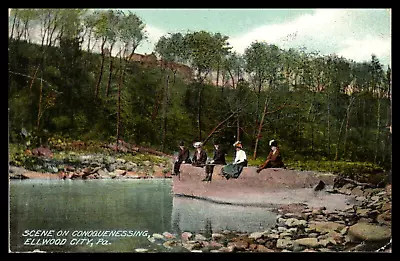 ELWOOD CITY PENNSYLVANIA CONOQUENESSING CREEK Fishing Men Women Fashion Pm 1912 • $14.99