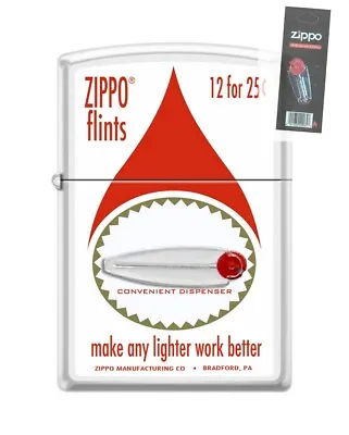 Zippo 1456 Vintage Advertisement Flints Dispenser 1950s Lighter + FLINT PACK • $42.16