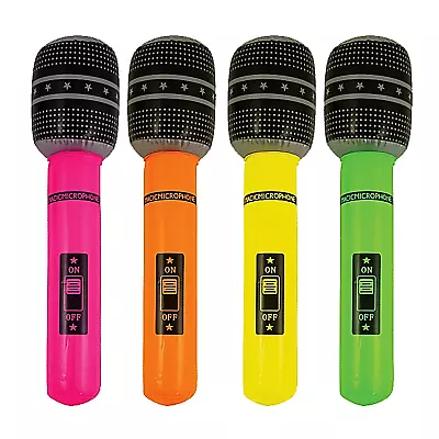 Inflatable Microphone Fancy Dress Prop 25cm Blow Up Neon Party Gig Festival Mic • £2.89