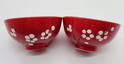 World Market Soup Ramen Asian Cherry Blossom Ceramic Bowls Sushi Set Of 2 • $9.95