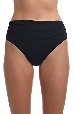 La Blanca Island Goddess Banded Mid Waist Pant Bikini Swimsuit Bottom Black 4 • $24.99