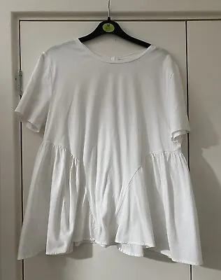 Zara Womens White Peplum Tshirt With Tie Back Size M • £7.50