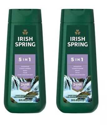 2 Pack Irish Spring Body Wash - 5 In 1 Shampoo Conditioner Body Face - 20 OZ • £13.49