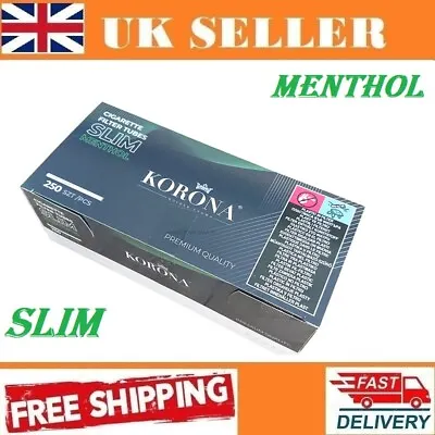 £6.99 • Buy 2000 Korona Menthol SLIM EMPTY CIGARETTE Filter TUBES Tips Paper Smoking Tobacco