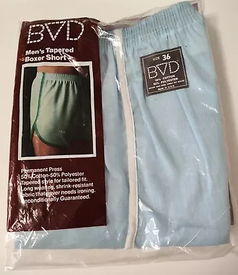 Vintage 70s BVD Blue Mens  Size 36 Underwear Boxers USA 50/50 Blend NOS 1 Pair • $19.77