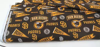 Cooperstown MLB SAN DIEGO PADRES Cotton Fabric BY THE YARD (60363) Retro Design • $8.99