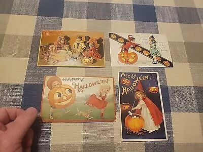 C 1910 Embossed Halloween Postcard Lot Of 4 Tucks Saxony & Germany Pumpkin Witch • $25