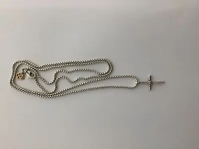 $32.50 • Buy David Yurman Sterling Silver 925 Cable Cross Diamond Necklace 20”
