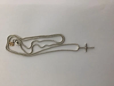 $32.50 • Buy David Yurman Sterling Silver 925 Cable Cross Diamond Necklace 20”