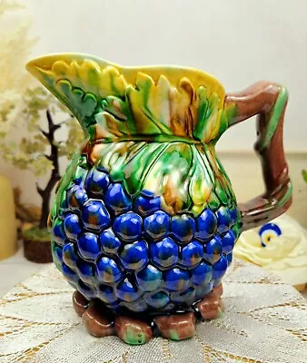 Antique Adams & Bromley Majolica Grapes Jug - Handpainted  • $28.74