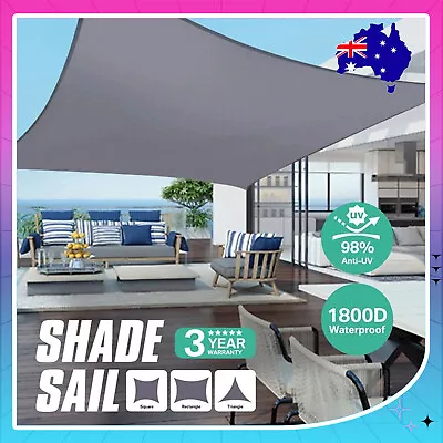 Extra Heavy Duty Shade Sail Shade Cloth Gray Sun Triangle Square Rectangle HDPE • $39.99