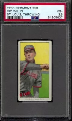 PSA 3.5 - 1909 T206 Piedmont 350/30 Vic Willis (St.LouisThrowing) Cardinals HOF • $299.95