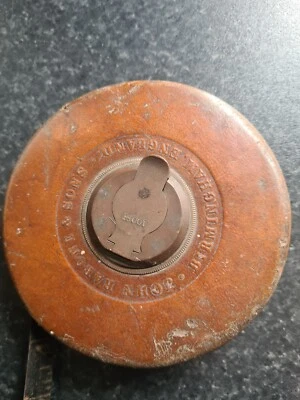 £8 • Buy Vintage John Rabone & Sons Leather Clad & Brass 100ft Metal Tape Measure