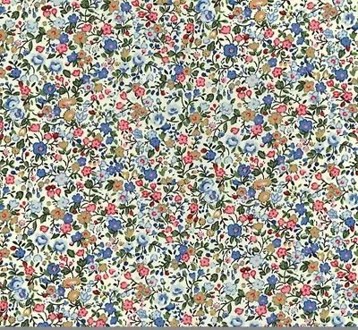 100% Cotton Poplin Fabric Vintage Floral Flowers  Rose & Hubble Ditsy Meters • £7.25