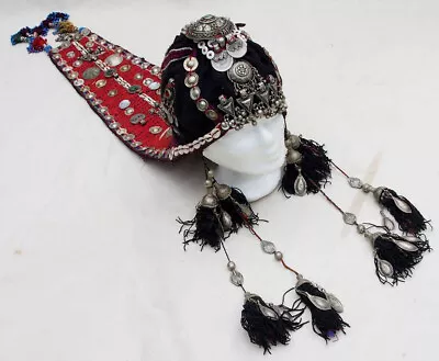 Antique Woman’s Silk Embroidered Headdress Afghanistan Nuristan Kohistan -18/5 • $499