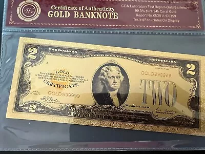 24k Gold $2 Gold Banknote With COA • $9.99