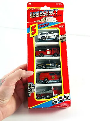 RARE Vtg Majorette Emergency Services 5 Toy Cars Truck W/ Original Box FRANCE • $149.99