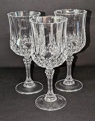 Longchamp Cristal D'Arques Crystal Water Goblets Glasses 8 Oz Set Of 3 EUC • $22.99