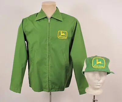 VTG Men's VTG 70s Green John Deere Jacket & Hat Sz S 1970s • $110.71