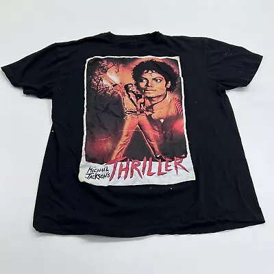 Michael Jackson Men's Black Short Sleeve Thriller Graphic Pullover T-Shirt Sz XL • $9.50