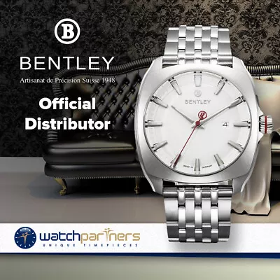 BENTLEY 'Solstice' Swiss Quartz Movement Date Watch 42mm SS Case Silver Dial • $999