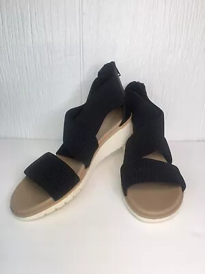 MIA Ladies Wedge Zip Back Sandals 1.5in Heel - Black Chelsia -Womens Size 11 NWB • $29.99