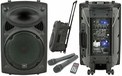 QTX QR15PA Portable PA System Battery Powered USB Sound + 2 X Wireless Handheld • £359