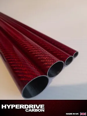 Carbon Fibre Tube 500mm Length Different Diameters Gloss Twill Red UK Supplier • £25.50