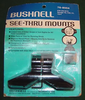 Bushnell See Thru Scope Mount Model 76-8004 Fits Savage 110 110C 111 & 112C • $12.95