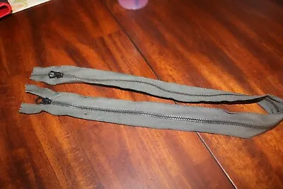 NOS Vintage 29 Inch Scovill Gripper Zipper 2 Way Black Zipper Green Military  • $19.60