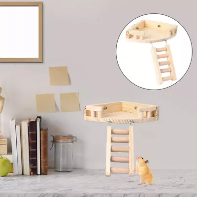  Wooden Fan-shaped Platform Ladder Rat Cage Accessories Hamster Playing • £16.49