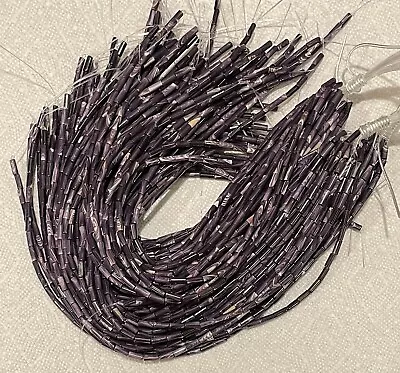 Dark 10x4mm Wampum Quahog Shell Beads 16” Strand.  One Strand. • $300