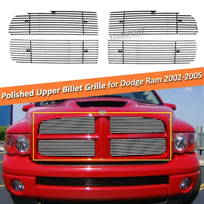 Fits 2002-2005 Dodge Ram Chrome Main Upper Billet Grille Grill Insert Combo • $76.99