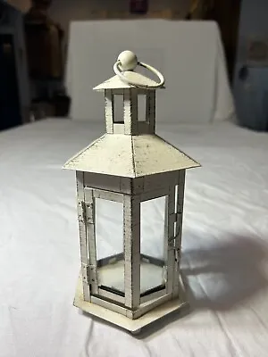 Distressed Small White Candle Lantern • $19