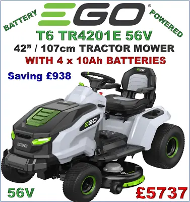 Ego T6 TR4201E 42  Lithium Battery Ride On Lawn Mower Garden Tractor Lawnmower • £5737