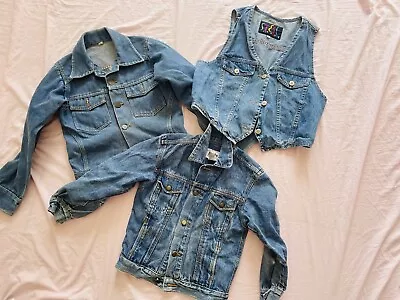 VINTAGE Lot Of 70s 80s Kids Clothing Bundle 6 7 8 Denim Jean Biker Grunge Unisex • $39.99