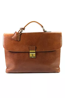 Cole Haan Womens Brown Leather Textured Top Handle Briefcase Bag Handbag • $73.19