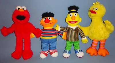 Plush Sesame Street BERT 14 -ERNIE 12 -ELMO-BIG BIRD 14 -Muppet Doll Lot-4-EUC  • $27.99