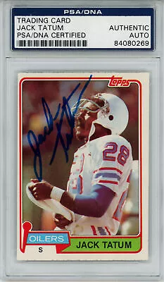 Jack Tatum Autographed Houston Oilers 1981 Topps #8 Trading Card PSA Slab 32871 • $89.99
