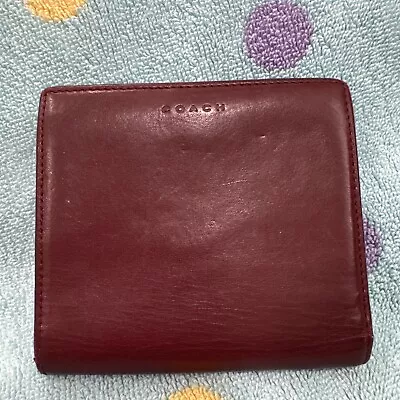 Vintage Coach  Marron Leather Framed Kisslock Coin  Wallet • $12.99